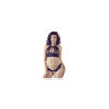 Soutien-gorge bandeau, en dentelle et résille noire et string ouvert 